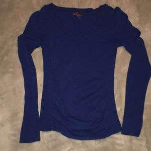 V-neck blue sweater